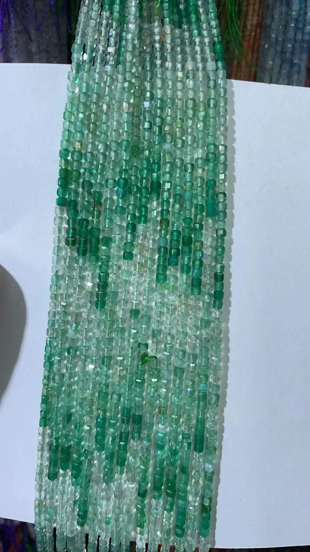 Natural Rainbow Tourmaline Cube Faceted 2.5X2.5mm Length38.5cm