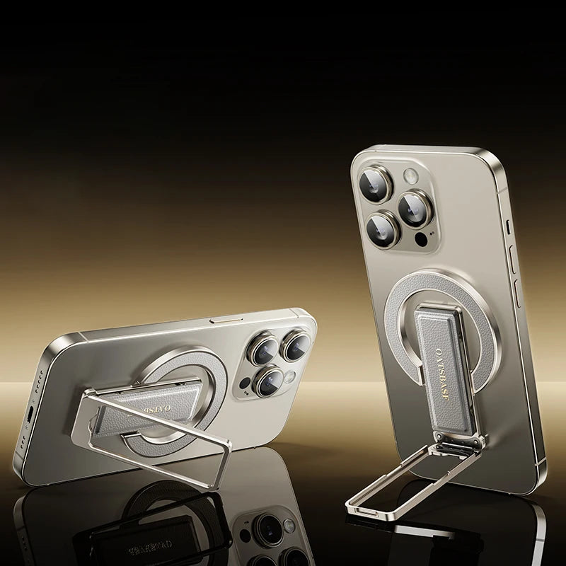 Eary Magnetic Phone Ring Grip Holder for Magsafe Genuine Leather Adjustable Angle for Phone Case Stand for iPhone 17 Air 16 15