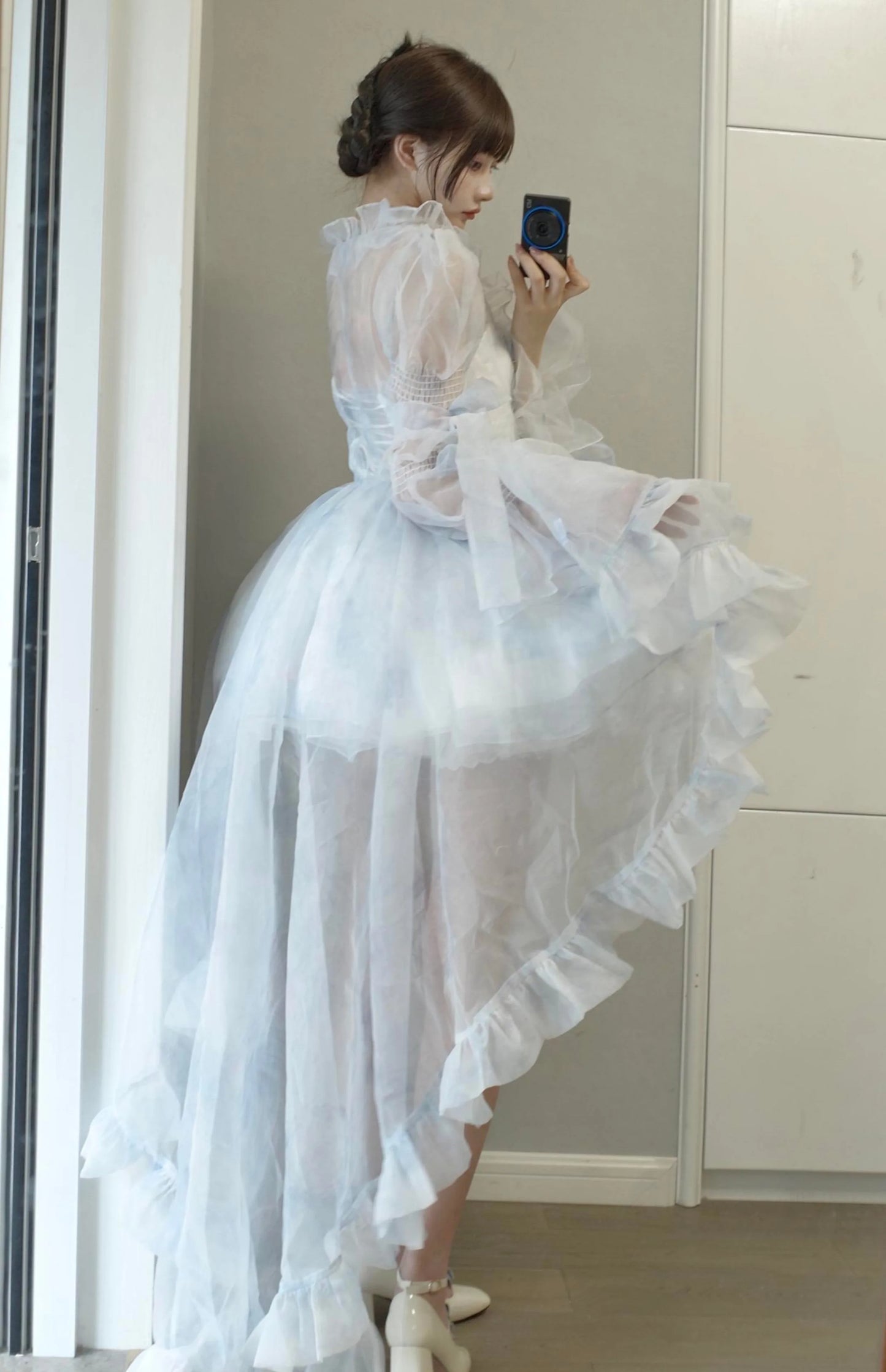 French Style Flower Wedding Dress Lolita Sweet Girl Women Fairy Tube Top Sling Dress with Long Cardigan Birthday Princess Dress