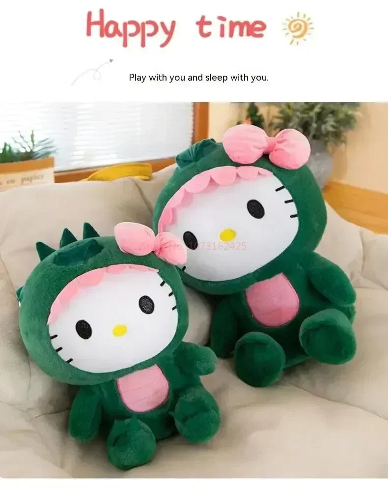 Sanrio Dinosaur Hello Kitty Plush Toy Kawaii Anime Kitty Plushie Pillow Cute 35/50/65cm/80cm Cartoon Stuffed Doll Christmas Gift
