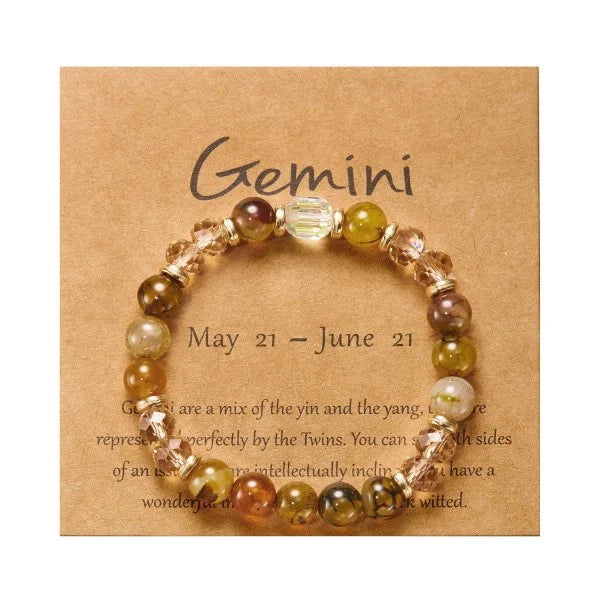 Fashion 12 Zodiac Crystal Beaded Bracelet Aries Taurus Gemini Cancer Leo Virgo Libra Scorpio Aquarius Pisces Women Jewelry Gift