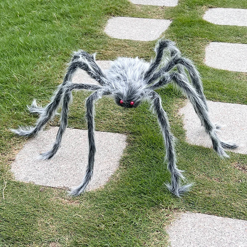 Halloween Black Giant Spider Scary Artificial Plush Spider Home Bar Haunted House Scene Ornaments Props Holiday Outdoor Decors