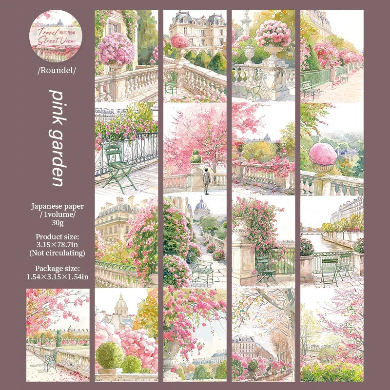 JIANWU 80mm*200cm Road View Series Vintage Travel Flower Landscape Material Collage Washi Tape Creative DIY Journal Stationery