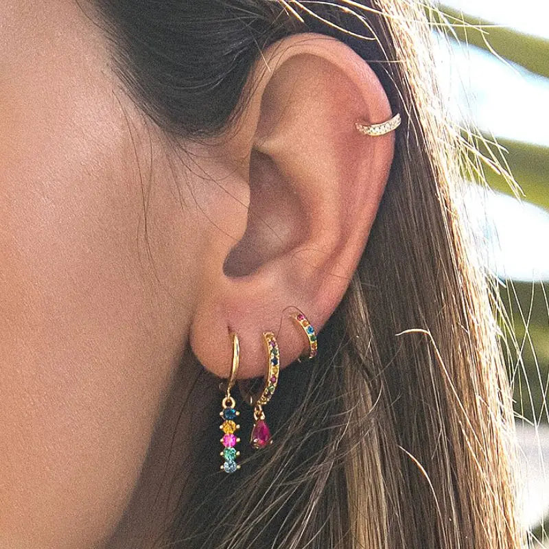 Colorful Crystal Earrings 925 Sterling Silver Ear Needle Stud Earrings for Women Cross Dangle Earrings Party Wedding Jewelry