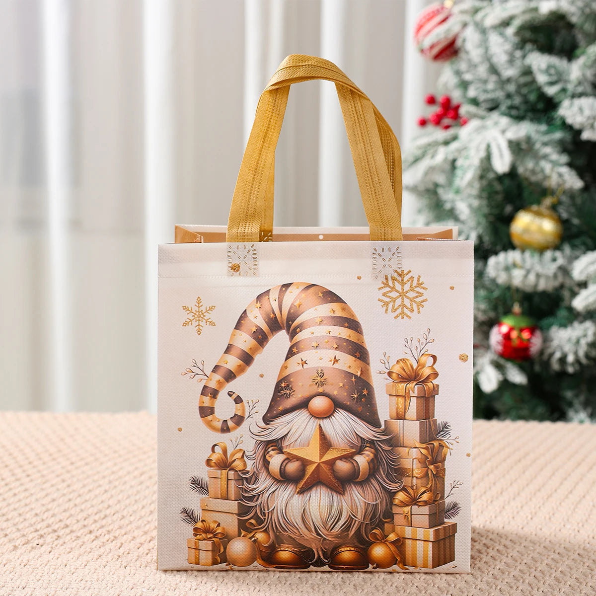 4pcs Christmas Gift Packaging Bags Dwarf Non-Woven Tote Bag with Handle 2025 Christmas Decoration For Home New Year Gift Bags