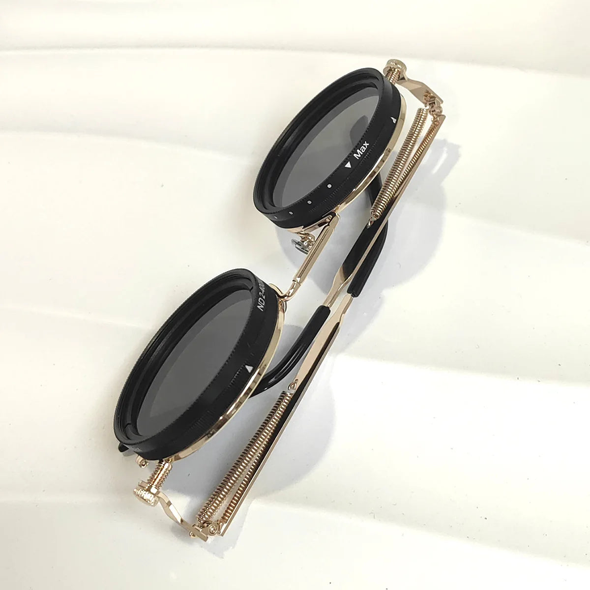 KLASSNUM ND Sunglasses Dimming Glasses Men Outdoor Polarized Sun Glasses Retro Punk Round Frame Women ND9 Tint Eyepiece New In