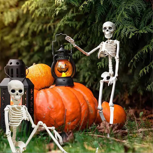 Halloween Skeleton Decoration Spooky Scary Skeleton with Movable Joints Posable Skeleton Decoration 40cm for Indoor Outdoor