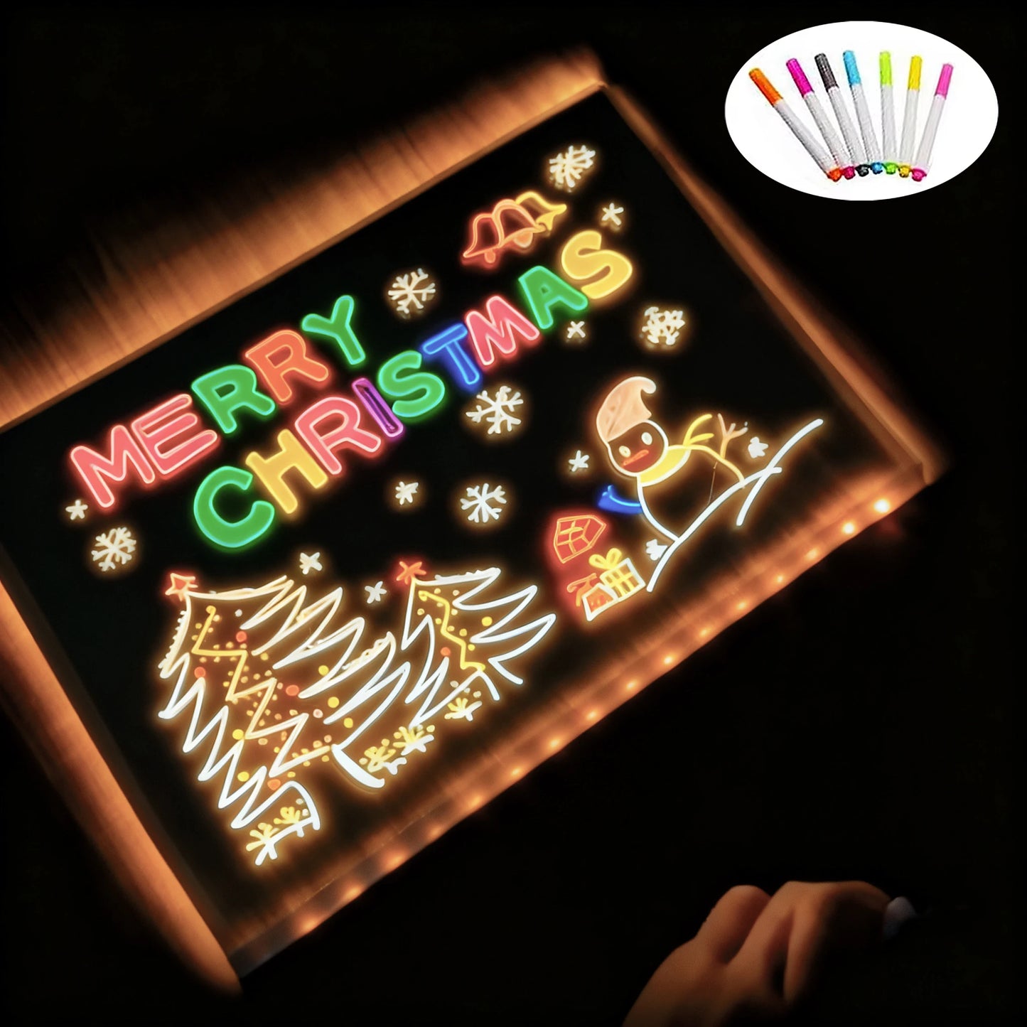 LED Message Board DIY Graffiti Drawing Boards Warm Light USB Plug in Acrylic Kid Painting Board Birthday Christmas Gift Children