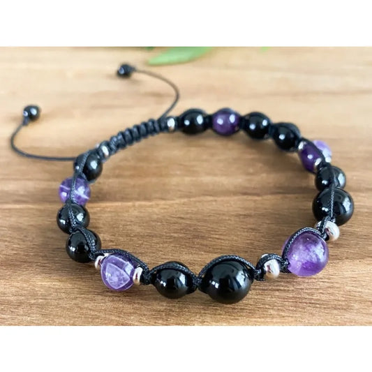 Black tourmaline amethyst bracelet