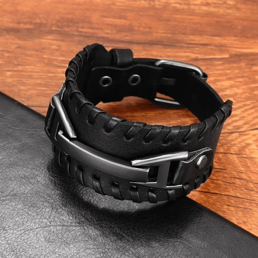 Fashion Punk Leather Bracelet for Men and Women, Small Personality, Retro Couple Accessories, Bracelet, Casual Wrist Strap