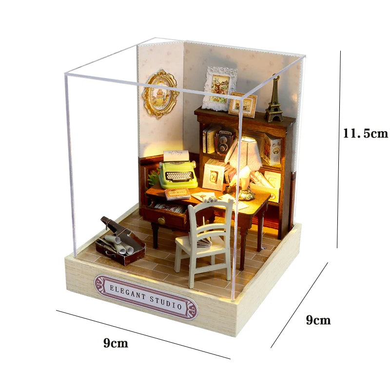 DIY Book Nook Kit Wooden Doll House 3D Puzzle Assembly Toy Home Bookend  Bookshelf Insert With Furniture Toys For Christmas Gift