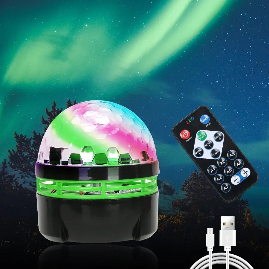 LED Stage Disco Light Rotating DJ Ball Strobe Remote Sound Control Magic Dance Car RGB Christmas Gift Party Club Laser Show Lamp