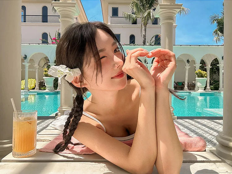 Sexy Stripe Bandeau Swimwear High Waist Bikini 2024 Women 3 Pack Swimsuits with Skirt Bathing Suit Korean Bikinis Set Beach Wear