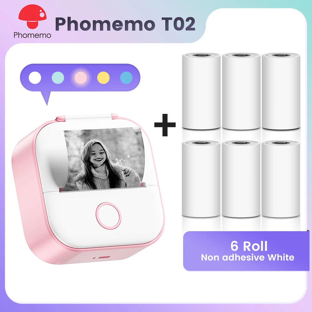 Phomemo T02 Pocket Printer Mini Portable Label Maker Self-adhesive Sticker mini impresora portatil impresora etiqueta adhesivas
