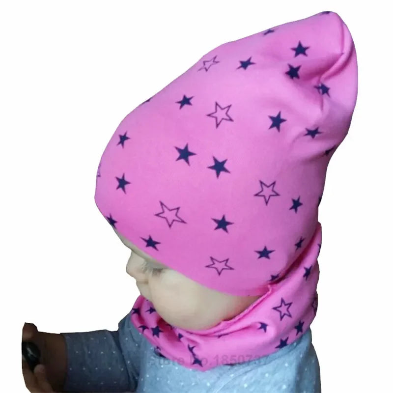 Star Print Cotton Baby Hat Autumn Winter Baby Girls Hat Boys Cap Toddlers Infant Cap Scarf Children Bonnet Hats