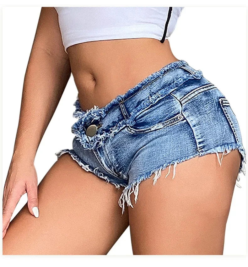 New Summer Fashion Women's Denim Shorts European Style Stretch Ripped Style Wish Explosive Popular Shorts