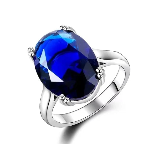 S925 Silver Fashion Large Oval AAAAA Zircon Rainbow Gemstone 13*18mm Multicolor Tourmaline For Woman Wedding Ring Bridal Jewelry