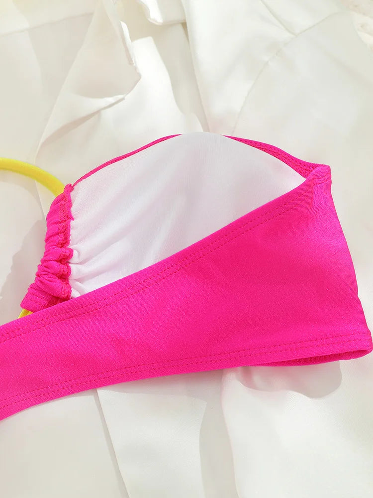 Sexy Patchwork Bikinis 2025 Swimsuit Women's Swimwear Triangle Bathing Suit Bandage Beachwear Thongs Bikini Sets Female Biquinis