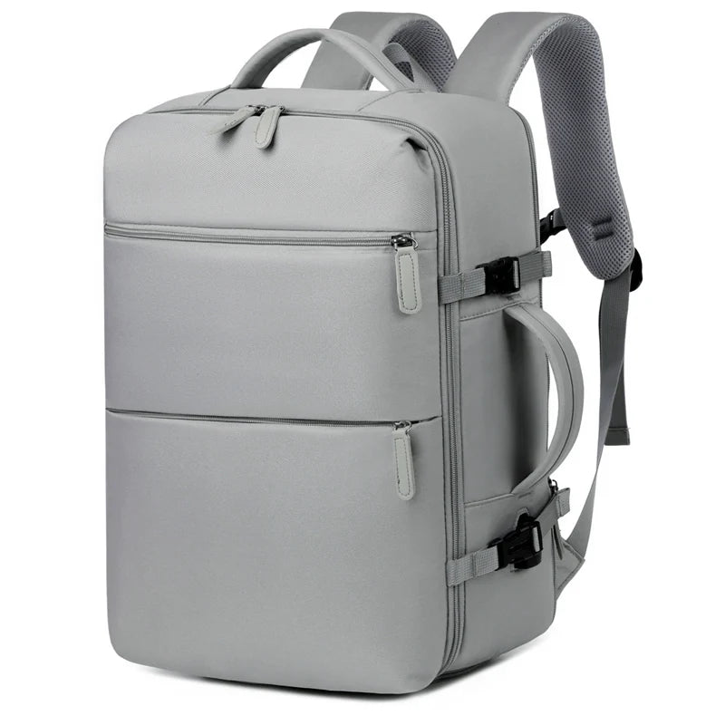 Unisex Travel Backpack with USB Port Shoe Compartment Large Oxford Laptop Bag Breathable Padded Straps Dual Zippers for Commute