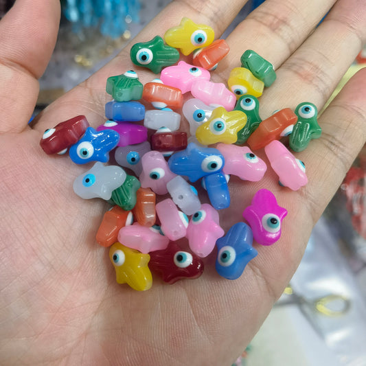 10/20pcs 14x10mm Palm Evil Eye Czech Lampwork Beads For Jewelry Making Loose Spacer Charm Bead DIY Bracelet Necklace Earring