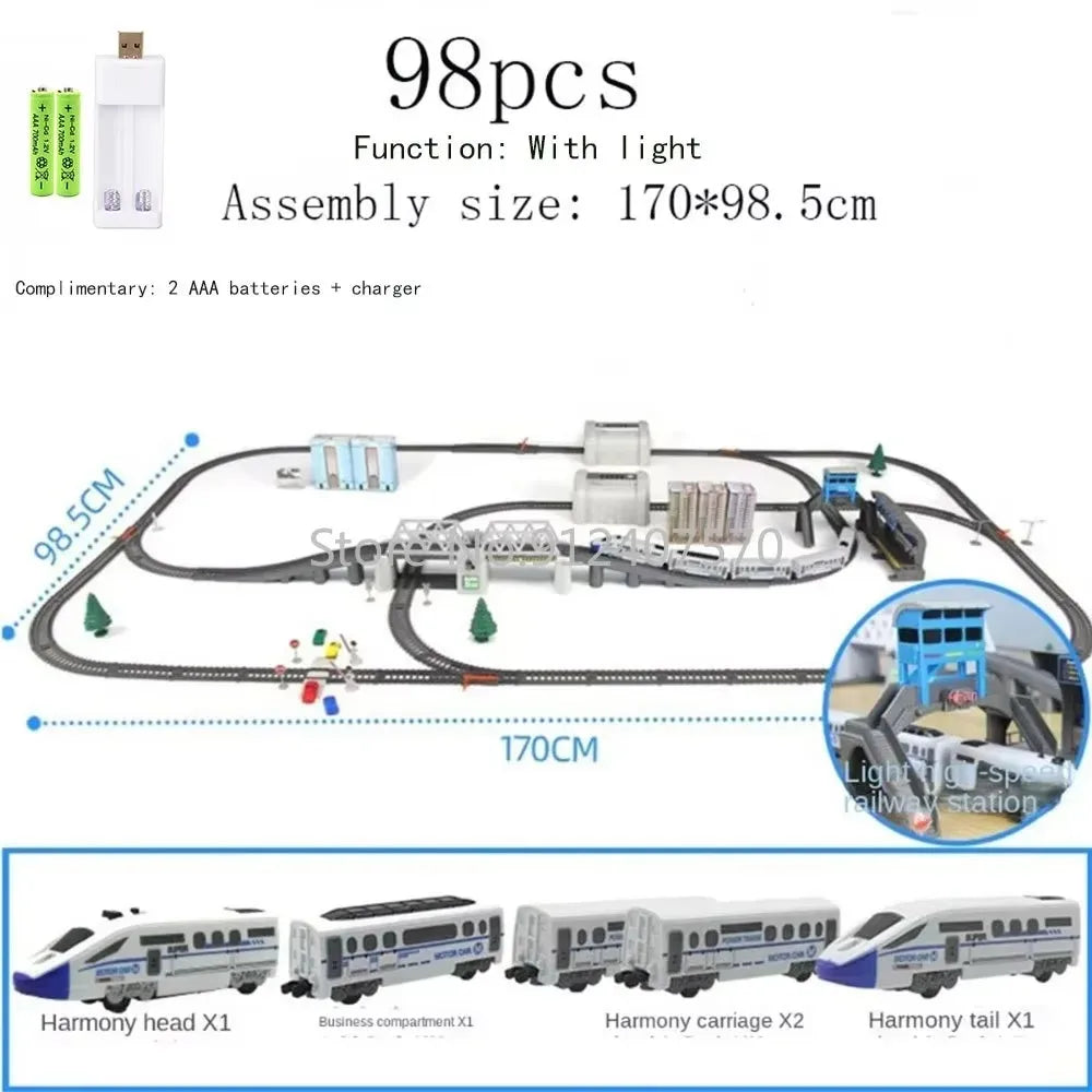 Electric Train toy High Speed Train Model Railway Track Rail Toy Car Assemble DIY Set Children Christmas Gift Toy for Boy