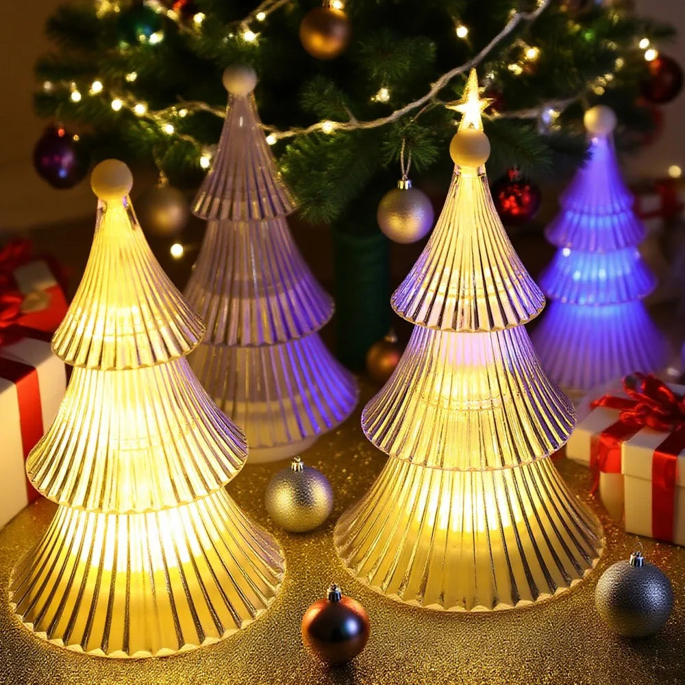2/1pcs Christmas Decoration Ornaments Mini Luminous Crystal Christmas Tree High-end Desktop Ornaments Christmas Gift Lights