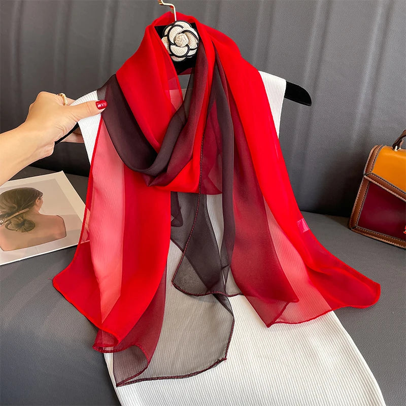 50*160CM Fashion Women Chiffon Gradient Scarf Shawl Luxury Elegant Lady Versatile Sun Protection Decorate Scarves Headscarf