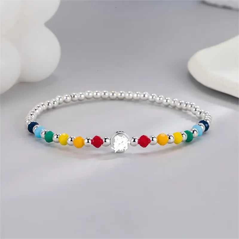 Rainbow Bear Love Beaded Pendants Bracelet for Women Y2K Elegant Trendy Handmade Bead Chain Party Jewelry Gifts