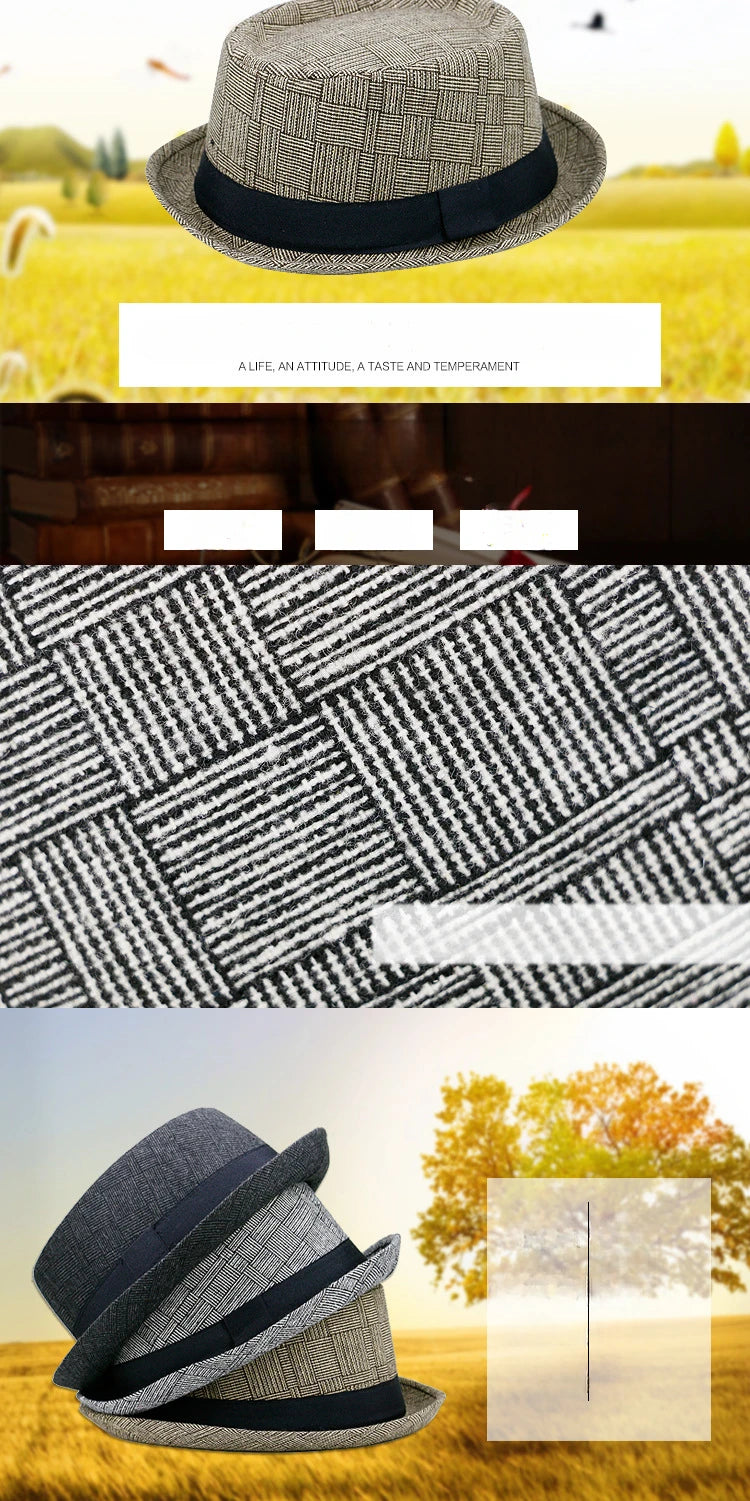 Cotton Sun Protection Top Hat for Men Simple and Retro Jazz Hat Outdoor Hip-hop Street Dance Hat