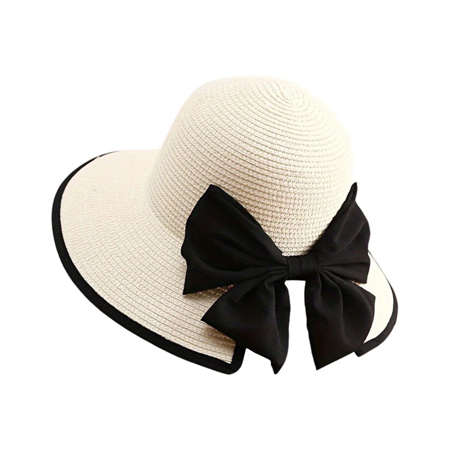 Women's Wide Brim Straw Hat with Bowknot Summer Straw Sun Hat Beach Vacation Sun Protection Hats for Outdoor Travel Photography