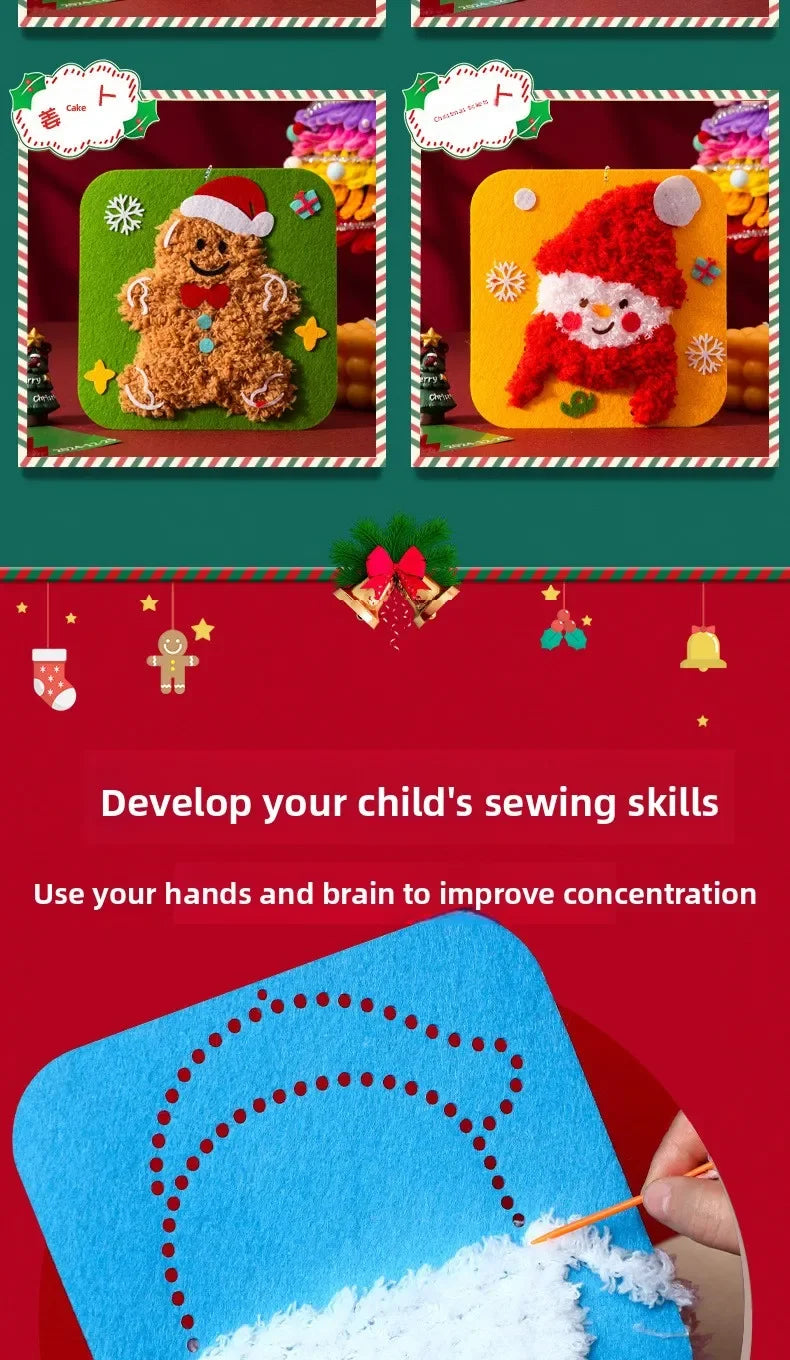 1-10PCS Christmas Gift DIY Felt Sewing Kit for Kid Handicraft Activity Preschool Toy Thread Painting Educational Craft Materials