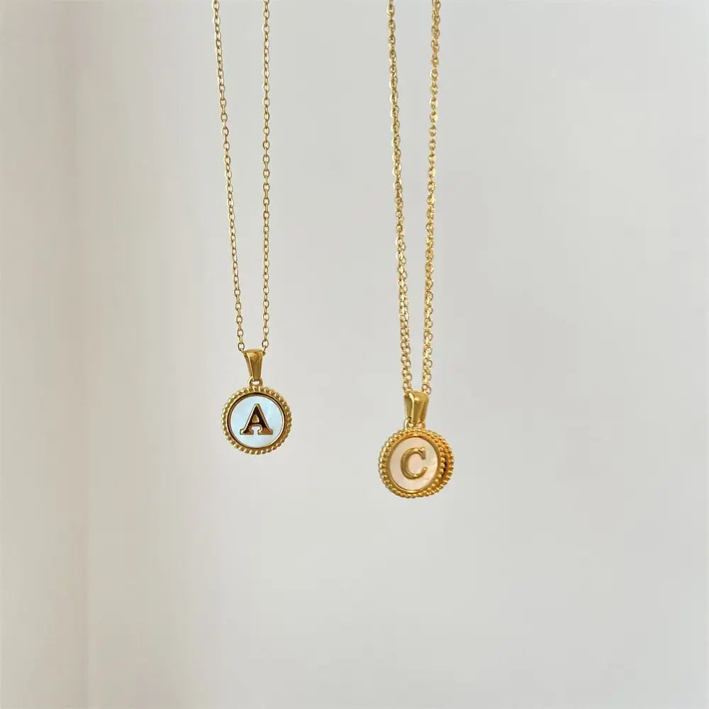 CARLIDANA Chunky 18k Gold Plated Bubble Letter Pendant Necklace Large Hollow PVD Gold Plated Initial Letter Necklace for Women