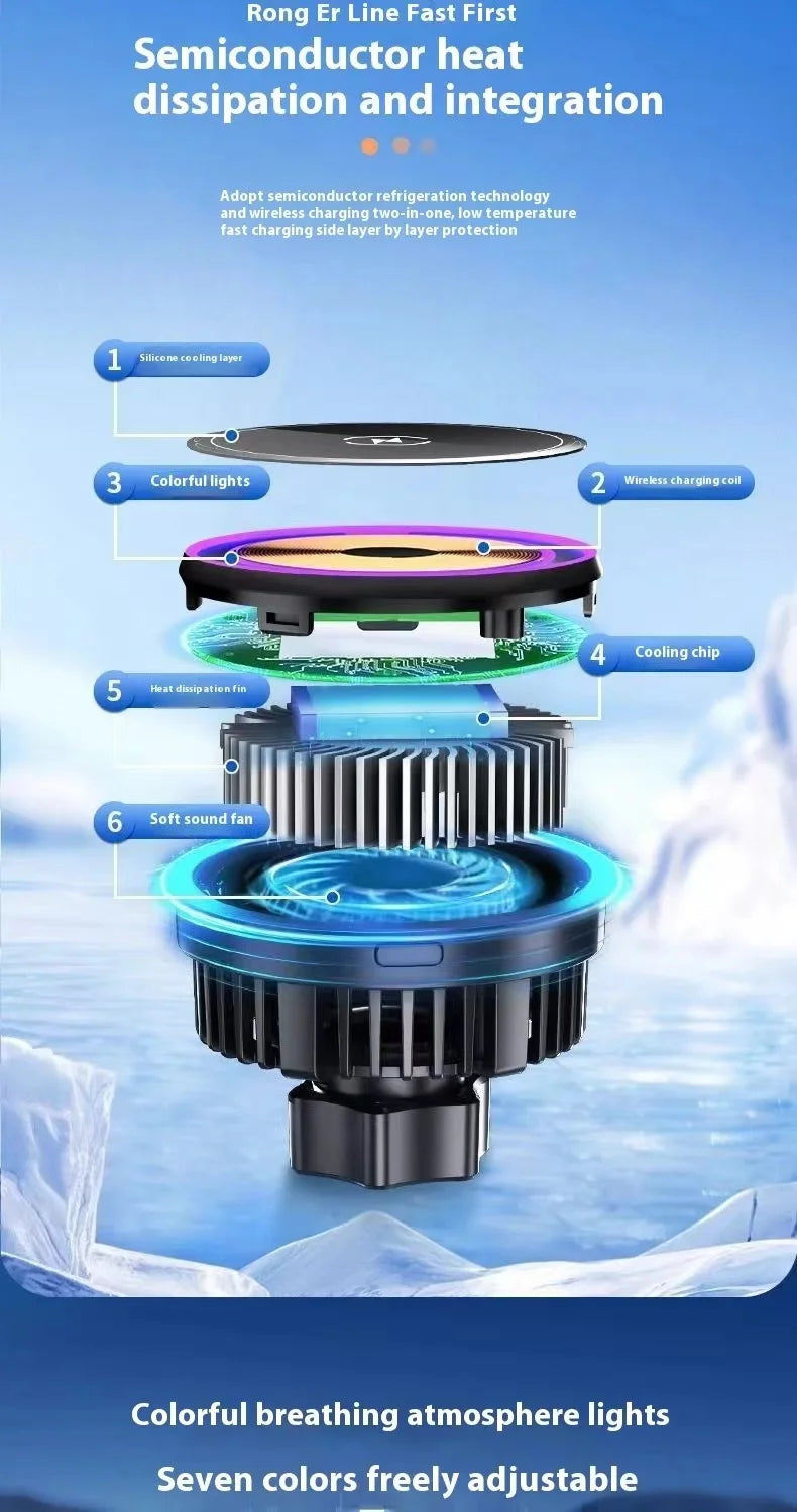 Magnet Cooler Wireless Charging Radiator Phone Radiator Cooler Magsafe Cooling Base Magnetic Cooler Rechargeable For iPhone