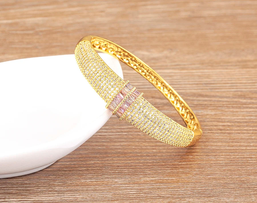 Nidin High Quality Pave Shiny Zircon Charm Bracelets 6 Colors For Women Wedding Party Adjustable Bangles Luxury Jewelry Gifts