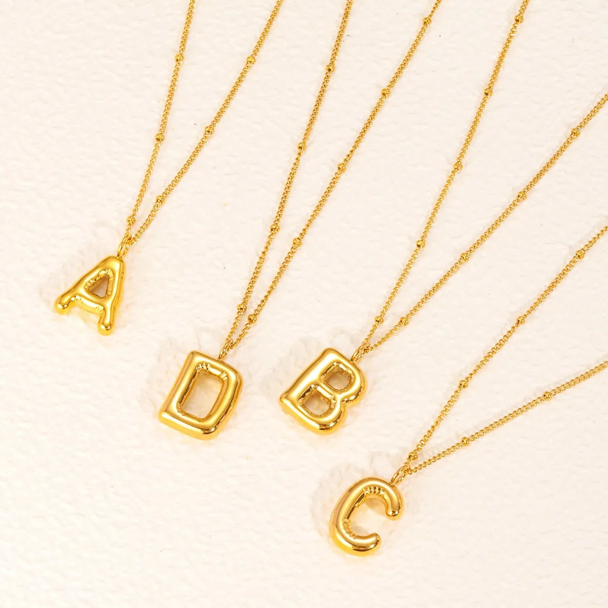 CARLIDANA Chunky 18k Gold Plated Bubble Letter Pendant Necklace Large Hollow PVD Gold Plated Initial Letter Necklace for Women