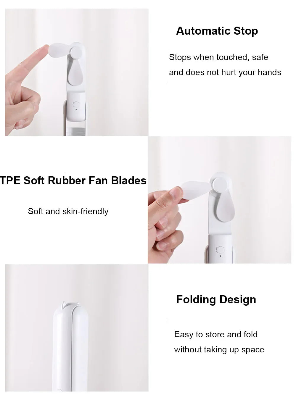 Portable Mini Handheld Fan Small Pocket USB Rechargeable Battery Fan Folding Cooling Hand Mini USB Fan with Power Bank