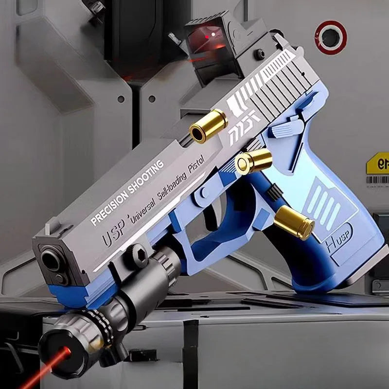 USP Toy Gun Continuous Fire With Laser Throwing Shell Empty Hanging Pistol Outdoor Game Launcher Christmas Gift for Boys