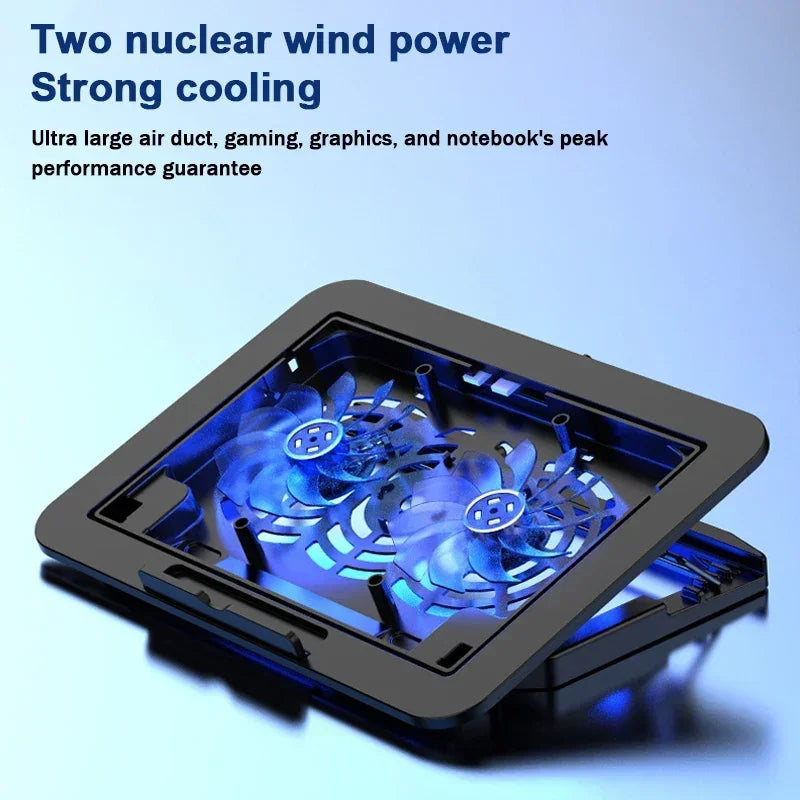 7 Height Adjustable Air-cooled Cool Wind Gaming Laptop Cooler Large Size for 12-17'' Tablet Notebook Cooling Pad 1200 RPM 2 Fans