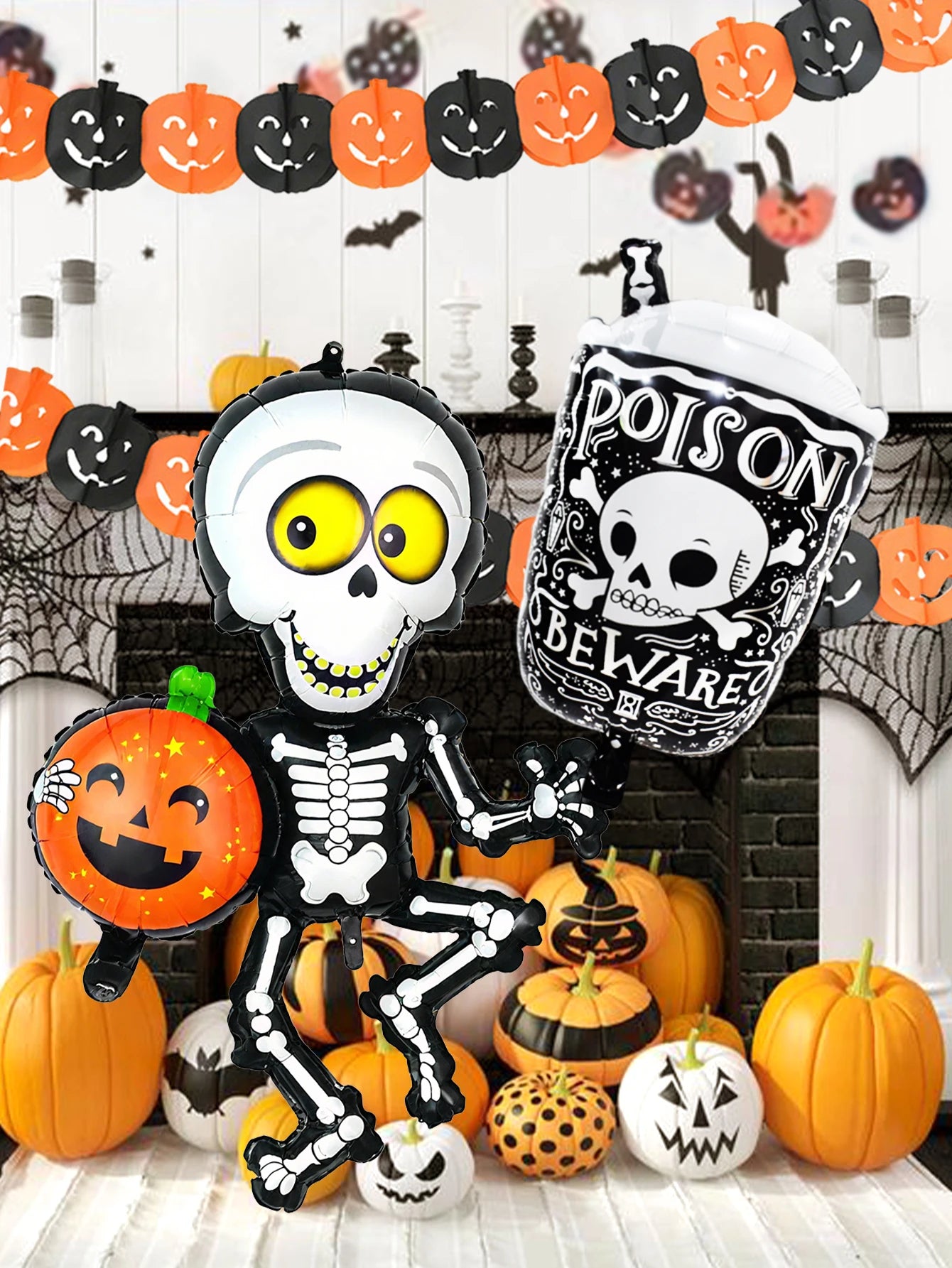 Halloween foil balloons, pumpkin skull witch balloons, happy halloween decorations, witch horror party, trick or treat party