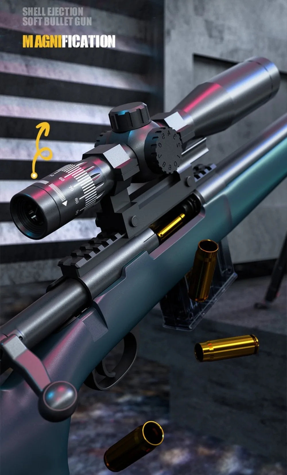 AWM Shell Soft-Bullet Gun Can Be Fired Toy Gun Manually Loaded Outdoor Combat Sniper Rifle Model Christmas Gift for Boy Adult