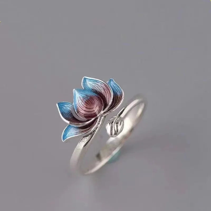 Vintage Rose Flower Rings For Women Korean Style Adjustable  Sakura Princess Finger Ring Bride Wedding Engagement Party Jewelry
