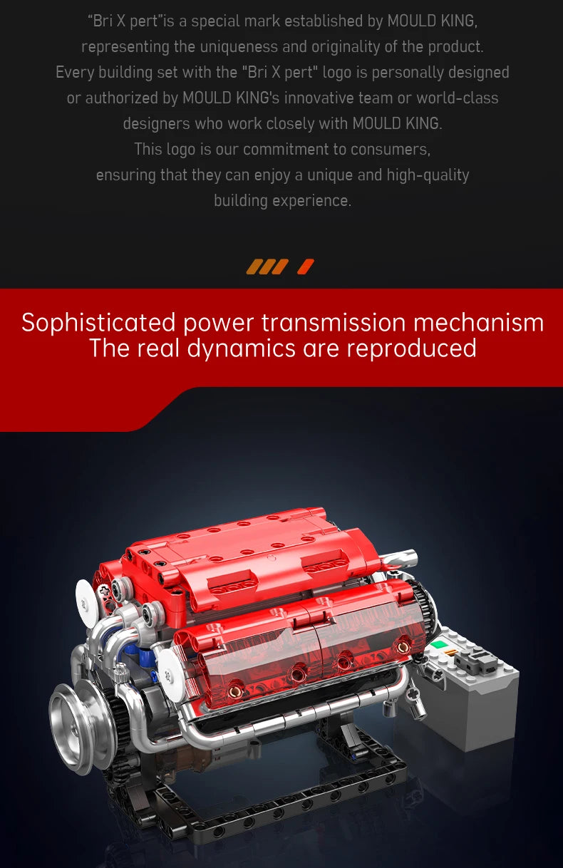 Mould King 10088 The V8 Engine Building Block Assembly Technical Car Brick Set Educational Car Engine Toys Kids Christmas Gift