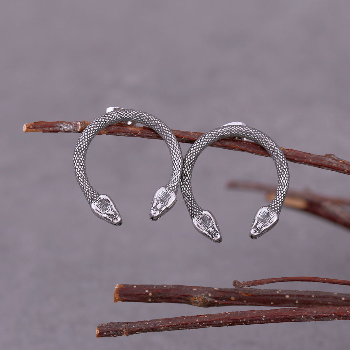 New Design Double Headed Snake Stainless Steel Stud Earrings Original Design Viking Men Women Punk Earrings Jewelry Accessories