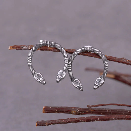 New Design Double Headed Snake Stainless Steel Stud Earrings Original Design Viking Men Women Punk Earrings Jewelry Accessories