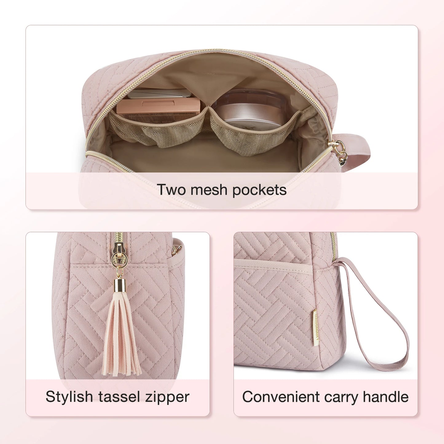 BAGSMART Large Capacity Makeup Bag for Travel Cosmetic Bags Elegant Roomy Waterproof Toiletry Case Organizer Make Up Accessories
