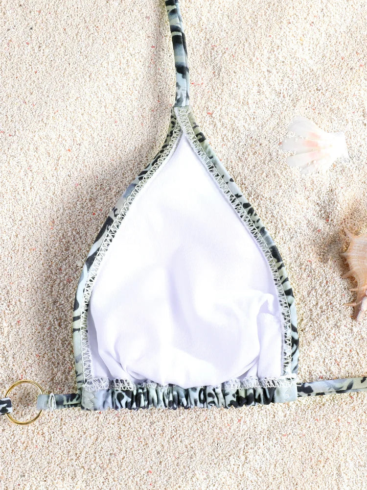 Miyouj Push Up Bikinis Print Swimwear Women Sexy Swimsuit Bandage Bikini Set 2024 Beachwear String Bathing Suits Micro Biquini