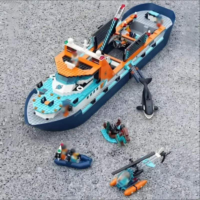 NEW 815pcs City Series 60368 Deep Sea Exploration Vessel Marine Research Arctic Research Ship Building Block Toys Christmas Gift