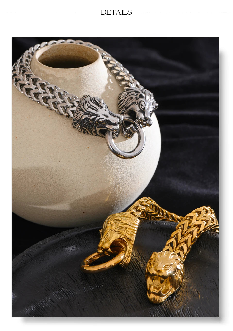 Yhpup Exaggerated Lion Cuban Chain Thick Bracelet Bangle Men Texture Stainless Steel 18K Gold PVD Plated Personalized Jewelry