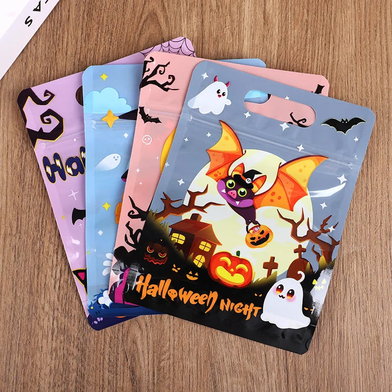 Halloween Party Candy Bag Cartoon Pumpkin Ghost Self Sealing Bag Kids Trick or Treat Cookies Snack Packaging Decoration Favors