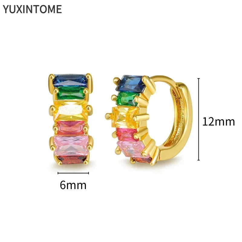 Colorful Crystal Earrings 925 Sterling Silver Ear Needle Stud Earrings for Women Cross Dangle Earrings Party Wedding Jewelry